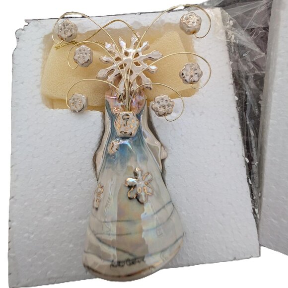Blue Sky Clayworks Golden Snowflake Angel bell - Picture 2 of 3